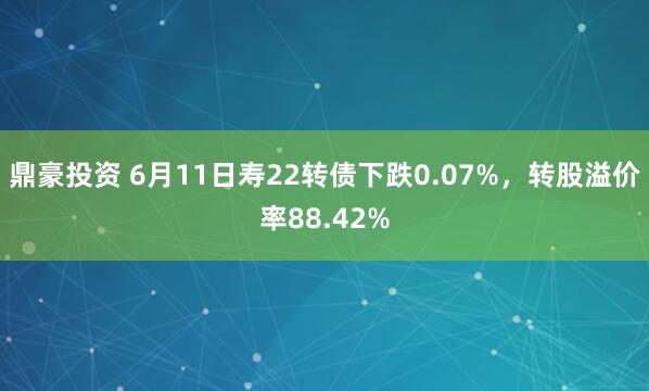 鼎豪投资 6月11日寿22转债下跌0.07%，转股溢价率88.42%