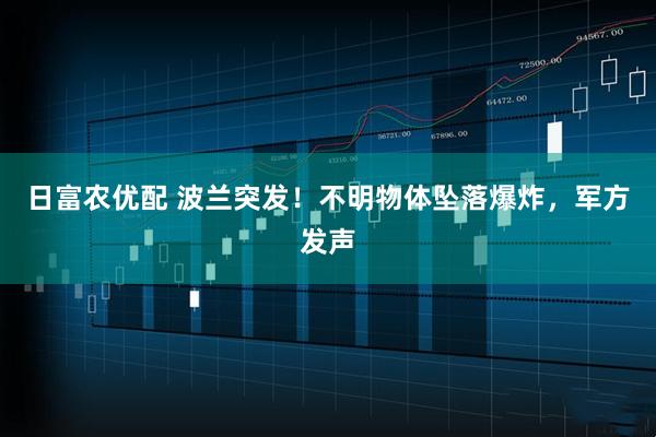 日富农优配 波兰突发！不明物体坠落爆炸，军方发声